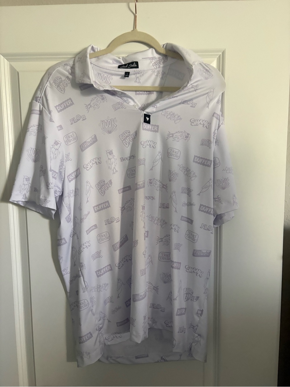 Bad Birdie White Short-Sleeve Logo Polo